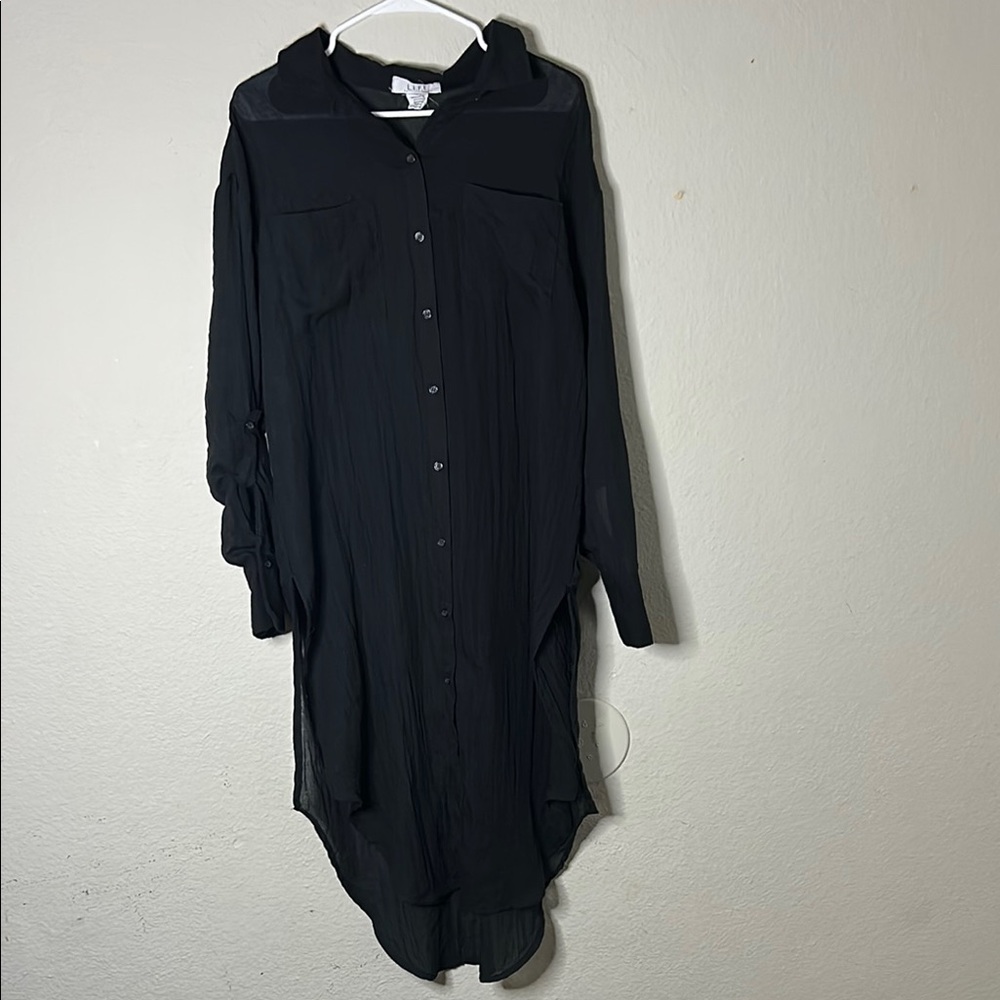 L.I.F.E Black Long Sleeve Bishop Collar Dress ZIZE XL
